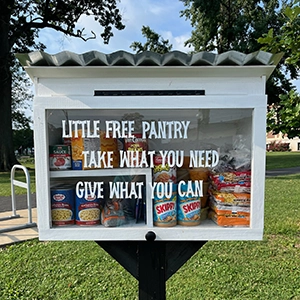Photo of the Little Free Pantry at west side library